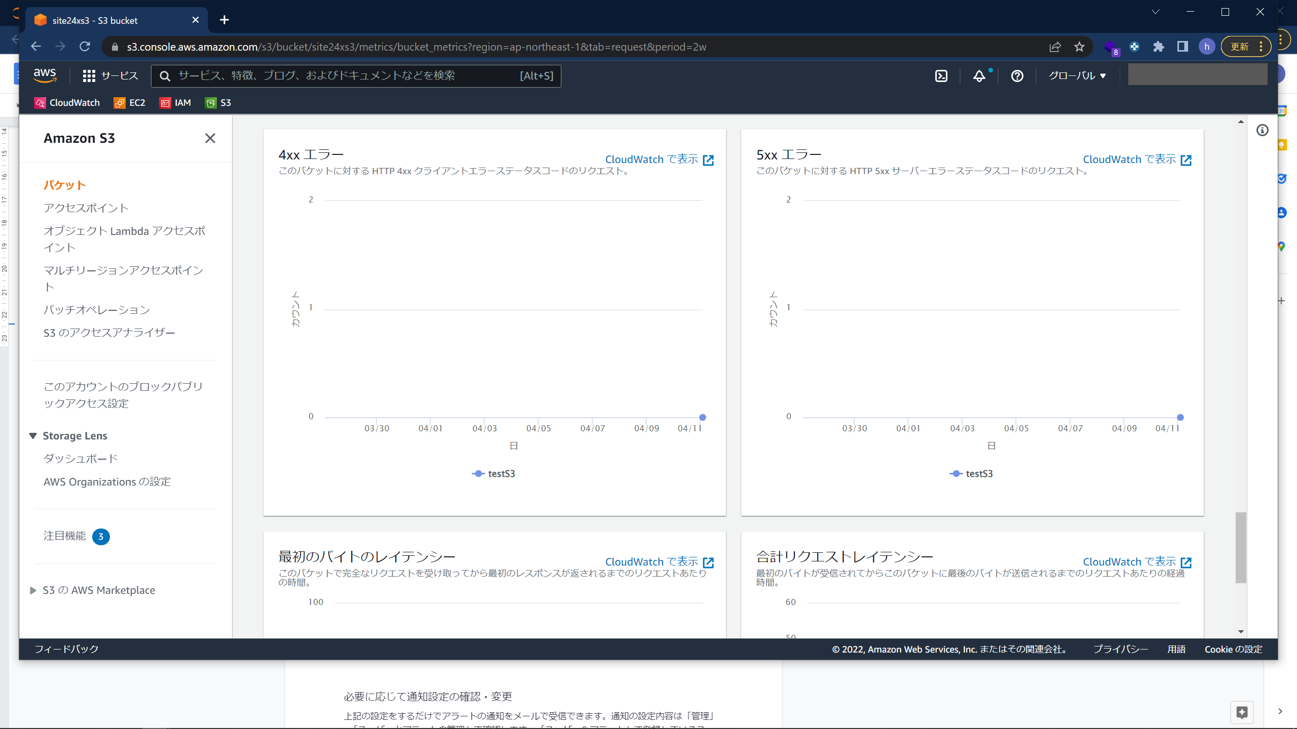 CloudWatchでS3を監視する手順21