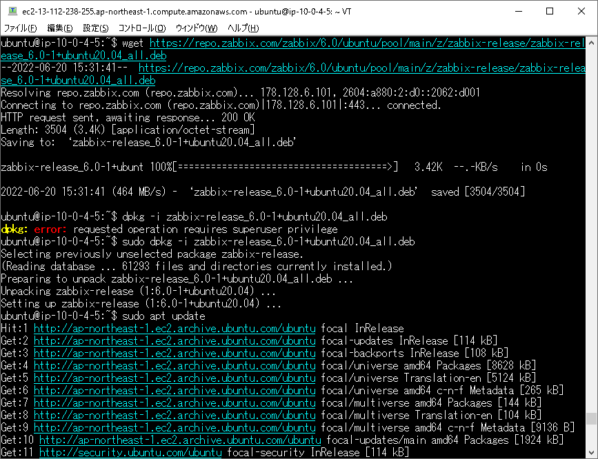 Zabbix 6.0構築手順 Zabbixのインストール1