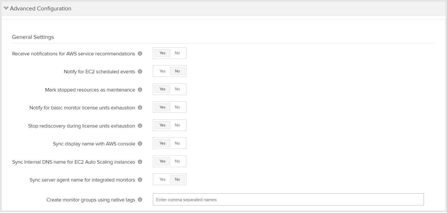 Advanced configuration options