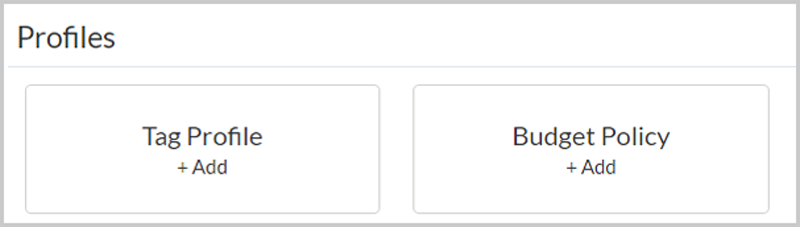 Tag profiles and budgets to manage your cloud cost.