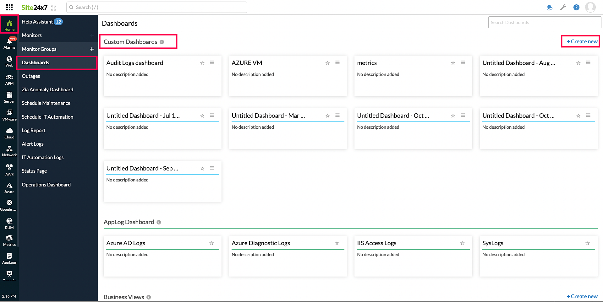 カスタムダッシュボード