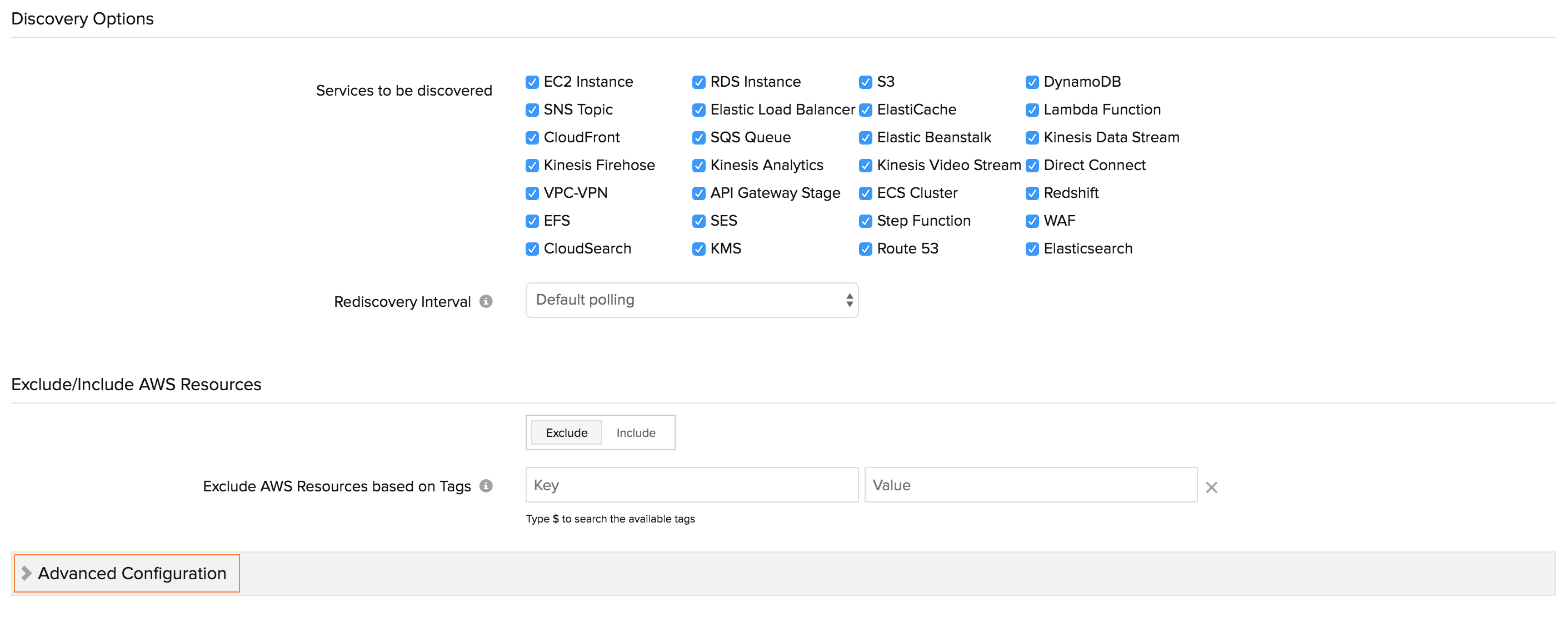 Enable advanced configurations
