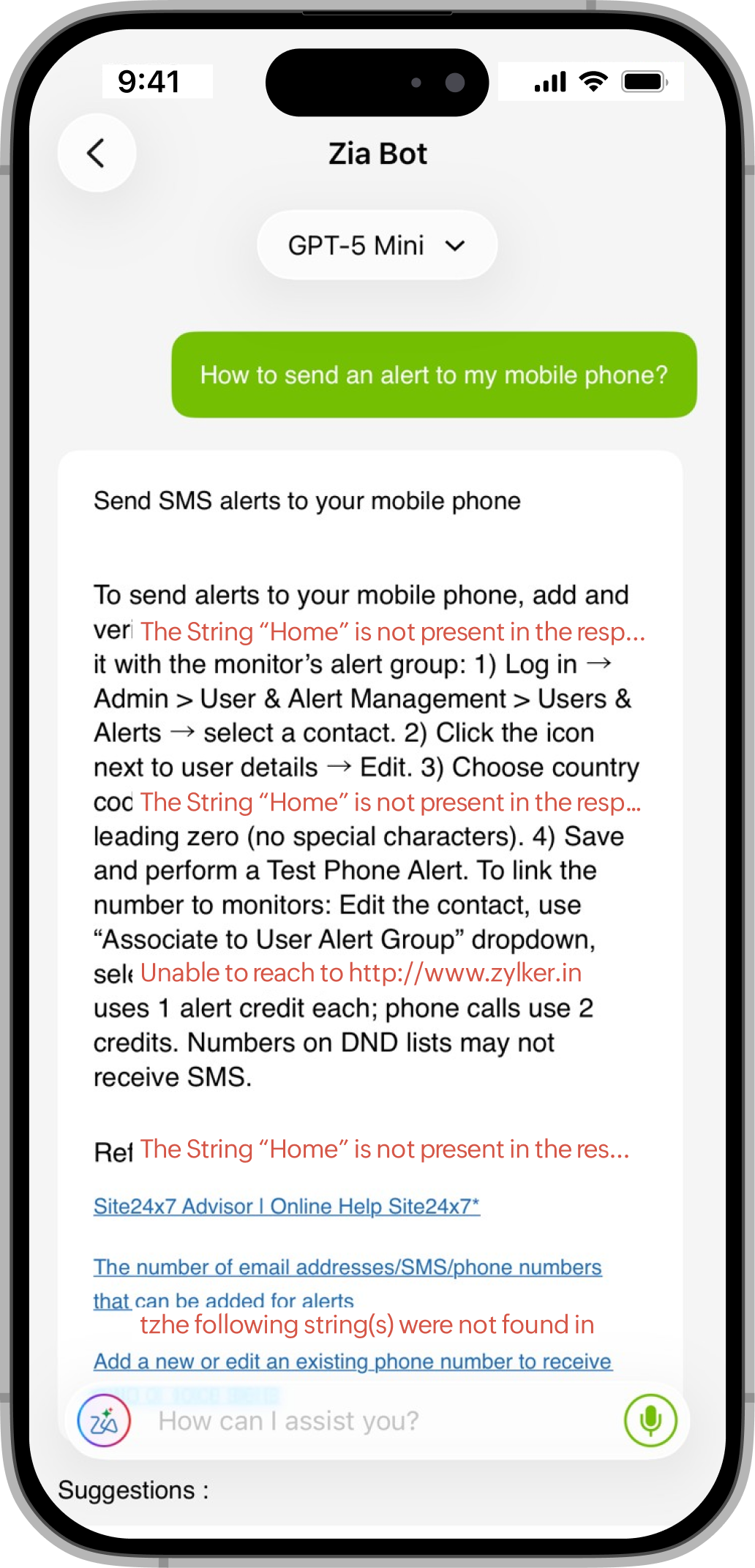 iOS Zia query screen iOS Zia query screen