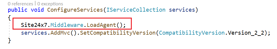 ConfigureServices method