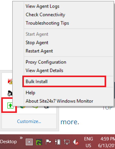 Bulk install via the agent installation wizard